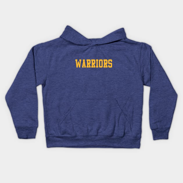 Warriors (yellow athletic text) Kids Hoodie by tropicalteesshop